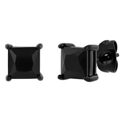 Robert Alton Stainless Steel With Black Finish Square Spinel Earrings