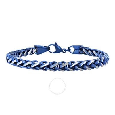 Robert Alton Stainless Steel With Blue Finish Franco Link Bracelet