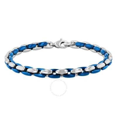 Robert Alton Stainless Steel With White & Blue Finish Bracelet In Two-tone