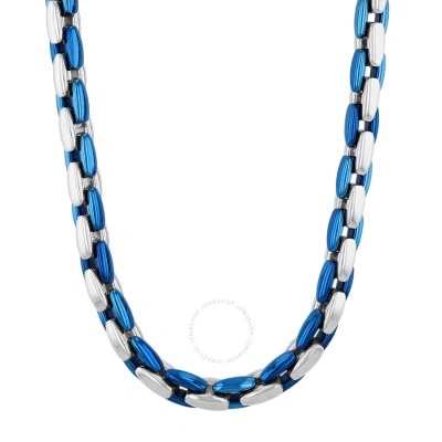 Robert Alton Stainless Steel With White & Blue Finish Link Chain In Two-tone