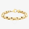 Robert Alton Stainless Steel With Yellow Finish Beveled Box Link Bracelet In Yellow