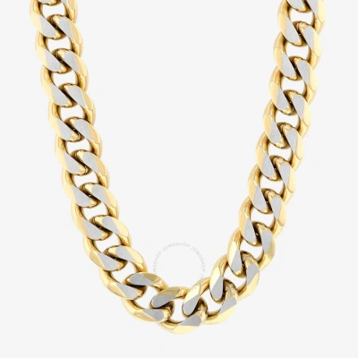 Robert Alton Stainless Steel With Yellow Finish Beveled Curb Link Chain In Two-tone