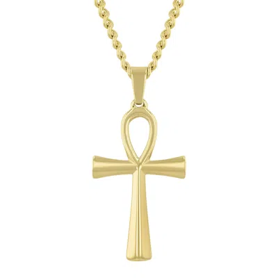Robert Alton Stainless Steel Yellow Finish Ankh Pendant In Gold Tone