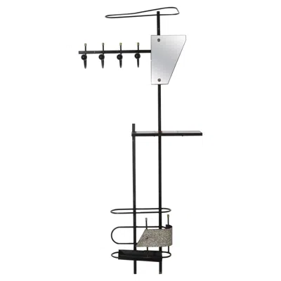Pre-owned Robert And Jean Cloutier French Asymmetric Wall Mount Entry Valet With Mirror And Umbrella Stand, 1950s In Gray