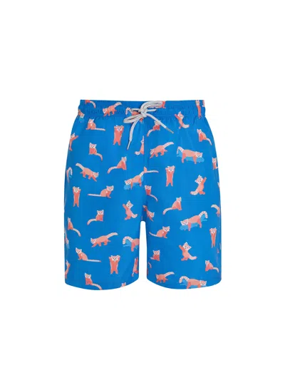 Robert & Son Beachwear Ltd Blue / Yellow / Orange Blue Red Panda Men's Swim Shorts In Blue/yellow/orange