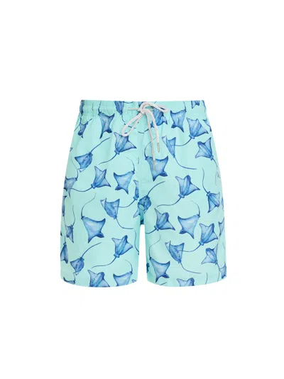 Robert & Son Beachwear Ltd Green / Blue Aqua Stingray Men's Swim Shorts