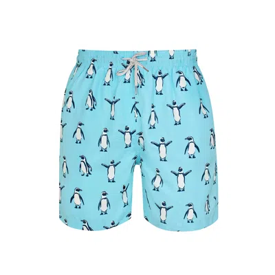 Robert & Son Beachwear Ltd Men's Ice Blue Penguins- Blue