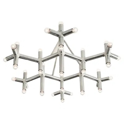 Pre-owned Robert And Trix Haussmann Large Chandelier, Model "atomic", Midcentury Modern, White Plastic And Aluminium