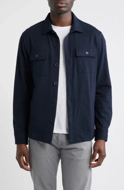 Robert Barakett Abram Rib Knit Overshirt In Blue