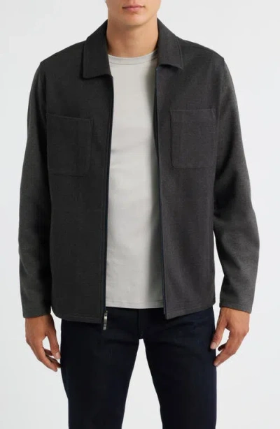 Robert Barakett Alexis Knit Zip-up Shirt Jacket In Black