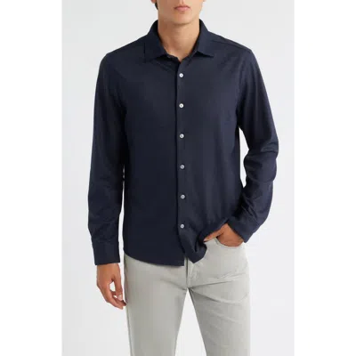 Robert Barakett Alonzo Knit Button-up Shirt In Blue