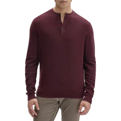 Robert Barakett Aranda Merino Wool Henley Sweater In Burgundy