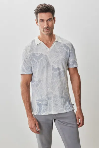 Robert Barakett Asher Open Collar Printed Sweater Polo In Grey
