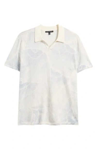 Robert Barakett Asher Print Linen Blend Polo Shirt In Grey