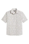 Robert Barakett Aspen Floral Short Sleeve Button-up Shirt In Tan