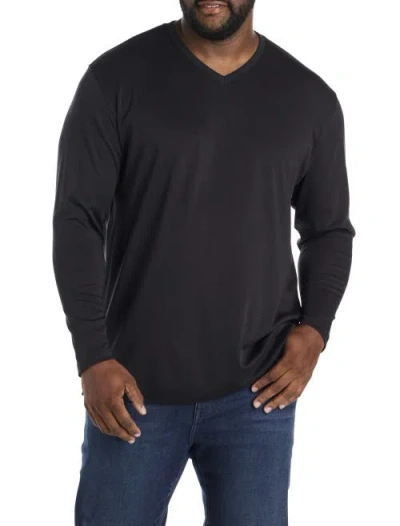 Robert Barakett Big & Tall Georgia Long-sleeve V-neck T-shirt In Black