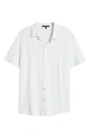 Robert Barakett Bonville Geo Jacquard Short Sleeve Cotton & Modal Knit Button-up Shirt In Light Grey