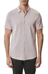 Robert Barakett Booker Short Sleeve Knit Button-up Shirt In Coral