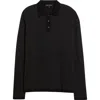 Robert Barakett Borja Cotton & Cashmere Long Sleeve Polo In Black