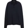 Robert Barakett Borja Cotton & Cashmere Long Sleeve Polo In Blue