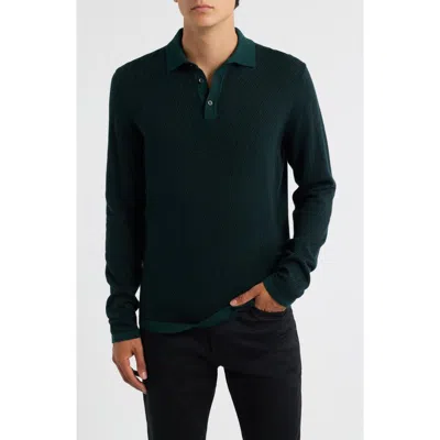 Robert Barakett Borja Cotton & Cashmere Long Sleeve Polo In Green