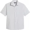 Robert Barakett Blossom Print Short Sleeve Cotton Button-up Shirt In Light Grey