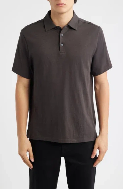 Robert Barakett Brightwood Slub Cotton Polo In Brown