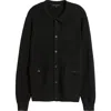 Robert Barakett Bristol Collared Merino Wool Milano Stitch Cardigan In Black