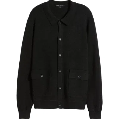 Robert Barakett Bristol Collared Merino Wool Milano Stitch Cardigan In Black