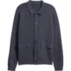 Robert Barakett Bristol Collared Merino Wool Milano Stitch Cardigan In Grey