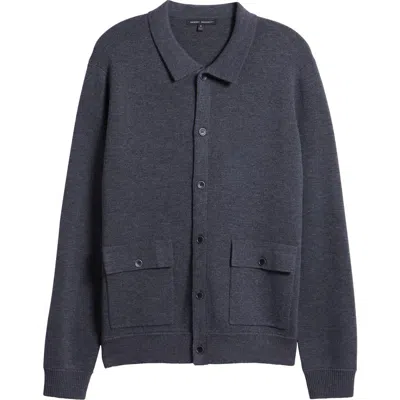 Robert Barakett Bristol Collared Merino Wool Milano Stitch Cardigan In Grey
