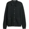 Robert Barakett Bristol Collared Merino Wool Milano Stitch Cardigan In Olive