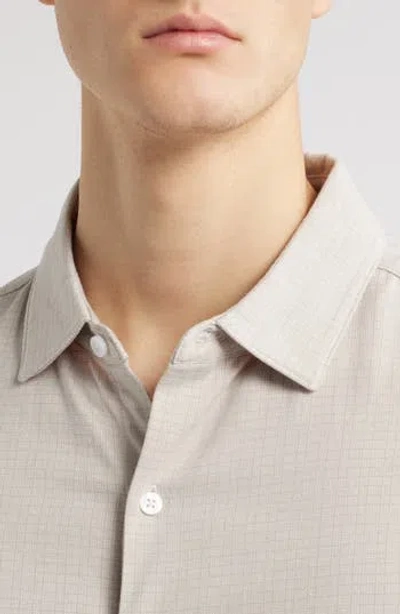 Robert Barakett Bunbury Check Short Sleeve Cotton Knit Button-up Shirt In Gray