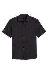 Robert Barakett Calyx Cotton Blend Jacquard Short Sleeve Button-up Shirt In Black