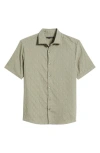 Robert Barakett Calyx Cotton Blend Jacquard Short Sleeve Button-up Shirt In Pastel Olive