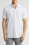 Robert Barakett Campbell Knit Short Sleeve Button-up Shirt In Gray