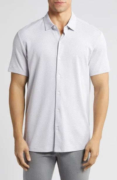 Robert Barakett Campbell Knit Short Sleeve Button-up Shirt In Grey