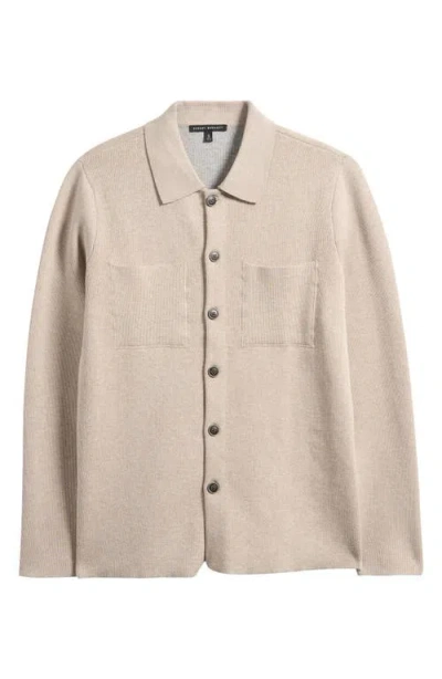 Robert Barakett Cantor Knit Cotton Button-up Overshirt In Brown