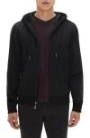 Robert Barakett Carter Mixed Knit Zip Hoodie In Black