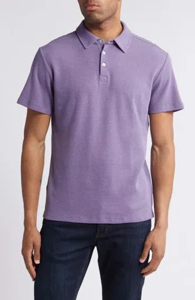 Robert Barakett Cloverdale Waffle Knit Polo In Purple