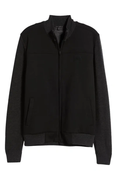 Robert Barakett Cooper Mixed Media Zip Jacket In Charcoal