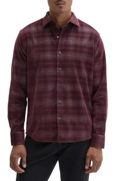 Robert Barakett Daban Long Sleeve Stretch Cotton Button Up Shirt In Burgundy