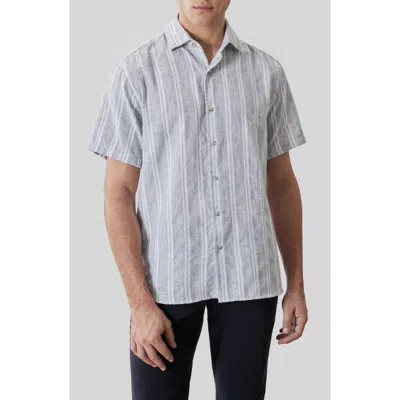 Robert Barakett Daiki Stripe Short Sleeve Button-up Shirt In Blue