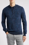 Robert Barakett Dalup Half Zip Mock Neck Wool Sweater In Dark Teal
