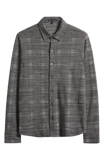Robert Barakett Dario Glen Plaid Knit Button-up Shirt In Gray