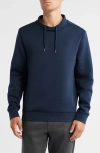 Robert Barakett Drayton Crossover Mock Neck Sweatshirt In Blue