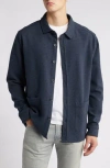 Robert Barakett Dugald Mélange Knit Button-up Overshirt In Blue