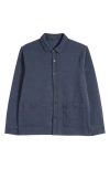 Robert Barakett Dugald Mélange Knit Button-up Overshirt In Blue
