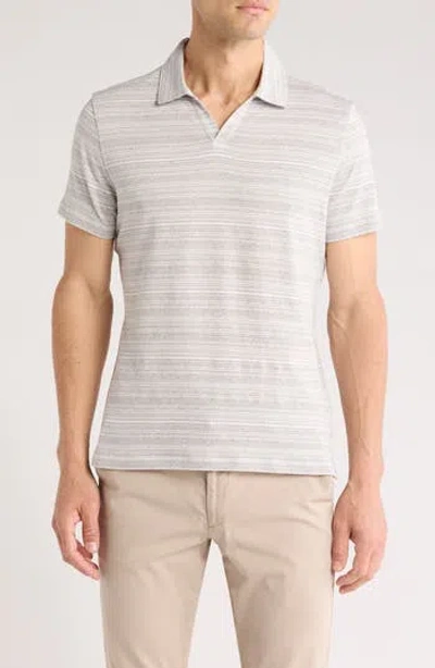 Robert Barakett Duval Stripe Johnny Collar Polo In Gray