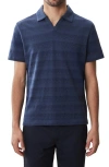 Robert Barakett Duval Stripe Johnny Collar Polo In Navy